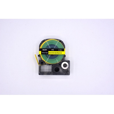 Epson LK-4YBA5 / SU5Y, 5mm x 2,5m, černý tisk / žlutý podklad, smršťovací kompatibilní páska
