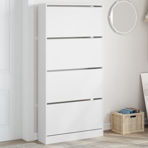 vidaXL Шкаф за обувки с 4 флип чекмеджета бял 80x21x163, 5 см (3214364)