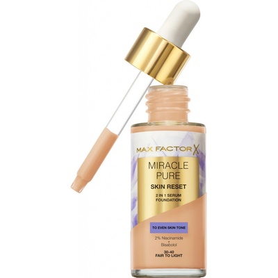 Max Factor Miracle Pure Skin Reset 2in1 Serum Foundation 30-40 Fair To Light W Make-up 30 ml