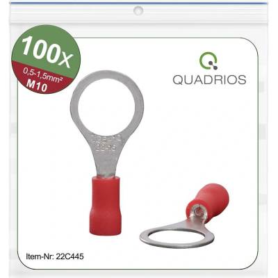 Quadrios 22C445 guľaté káblové oko Prierez=1.5 mm² Ø otvoru=10.5 mm čiastočne izolované červená 1 sada