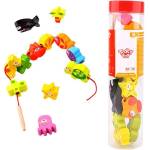 Tooky Toy Комплект дървени фигурки за нанизване, Морски свят