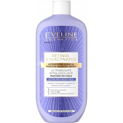 Eveline Cosmetics Retinol & Niacynamid intenzívne vyživujúce telové mlieko s vyhladzujúcim efektom 350 ml