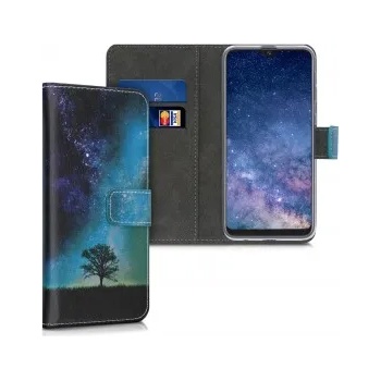 Image 1 of kwmobile Флип калъф с дизайн дърво за Samsung Galaxy A10e - син