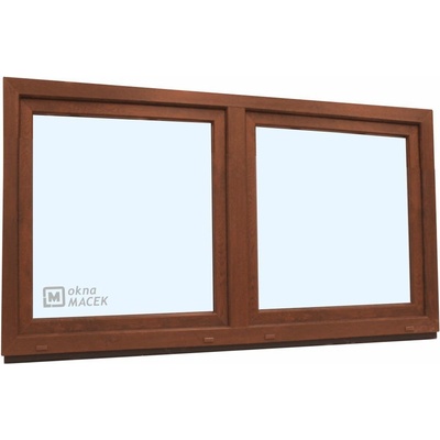 KNIPPING Plastové okno - 70 AD, 2100x900 mm, O/OS sloupek, ořech Sklo: čiré, Barva, imitace: ořech/bílá (jednostranně)