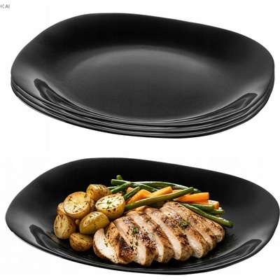 Jídelní talíř mělký Kadax talíře černé jídelní velké čtverec 28 cm