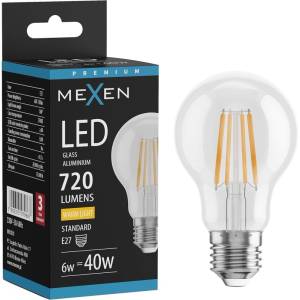 Mexen Vintis LED влакнеста крушка E27, A60, 6W, Топла - 2700K, 720 lm, прозрачна - L150-E27-0627-00 (L150-E27-0627-00)