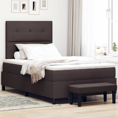 vidaXL Boxspring postel s matrací a lavičkou tmavě hnědá tkanina