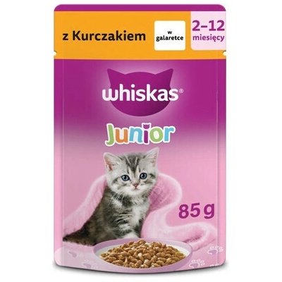 WHISKAS Junior s kuracím mäsom v želé mokrá strava pre mačiatka 85 g