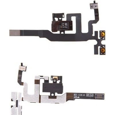 AppleMix Flex kábel s audio konektorom, vypínačom, ovládaním hlasitosti a horným mikrofónom pre Apple iPhone 4S - čierny - kvalita A+