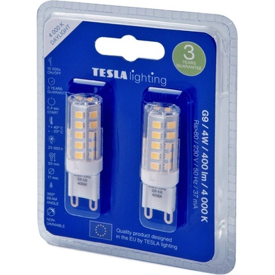 Tesla LED žárovka G9 2ks /4W/230V/400lm/4000K/25 000h/360st G9000440-PACK2