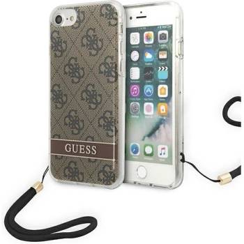GUESS Кейс Guess GUOHCI8H4STW за iPhone SE 2022 / SE 2020/7/8, кафяв, твърд, 4G Print Strap (GUE002069-0)