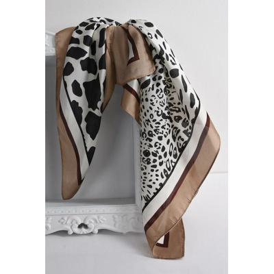 Peca del Sol Beige dámská šátek se zvířecím motivem Leopard hnědá