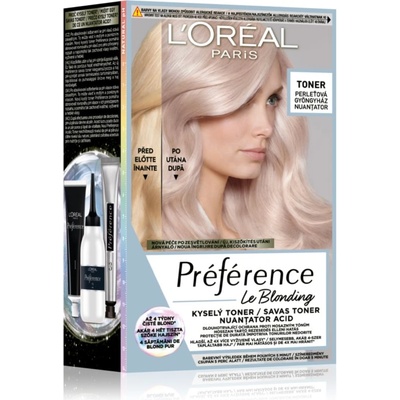 L'Oréal Préférence Le Blonding Toner киселинен тоник неутрализиращ кафеникавите оттенъци цвят 02 Pearl Blonde