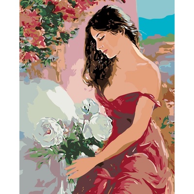 ZUTY Malování podle čísel ŽENA A RŮŽE 80 x 100 cm