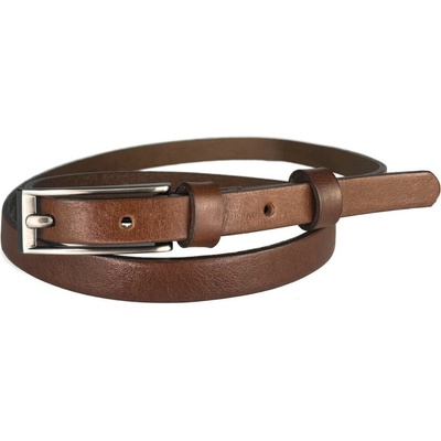 Penny Belts dámský kožený opasek 15-1-48 hnědý stříbrná spona