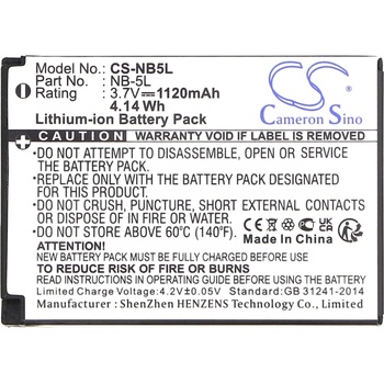 Cameron sino Батерия за апарат CANON NB5L Li-Ion 3.7V, 1000MAH, Cameron Sino (CS-NB5L)