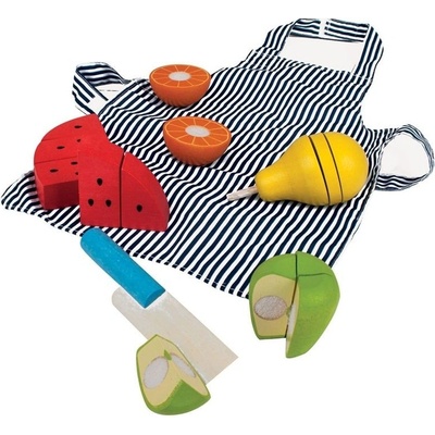 Bigjigs Toys drevené krájacie ovocie so zásterou