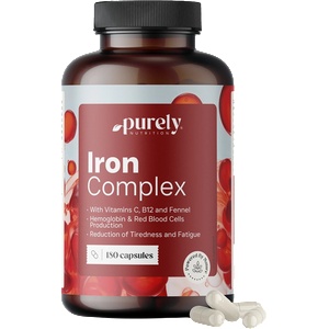 Purely Nutrition Iron Complex - Iron with Vitamin C & B12 - 180 капсули