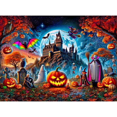 WoodenCity Dřevěné Zámek Halloween 1000 dílků