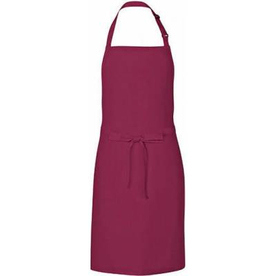 Link Kitchen Wear Univerzální keprová zástěra s laclem a nastavitelným páskem u krku Vínová 72 x 85 cm X986