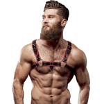 Fetish submissive attitude мъжки колан за гърди от еко кожа черно/червено