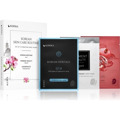 KORIKA KOREAN SKIN CARE ROUTINE hydratačná plátienková maska + hydratačná plátenná maska s fermentovaným jogurtom a kyselinou hyalurónovou 23 g + hydratačná plátienková maska 25 g