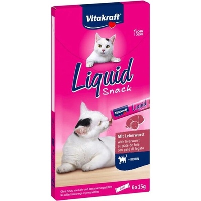 Vitakraft Cat Liquid Snack pečeňová klobása + biotín 6x/90 g 15 g