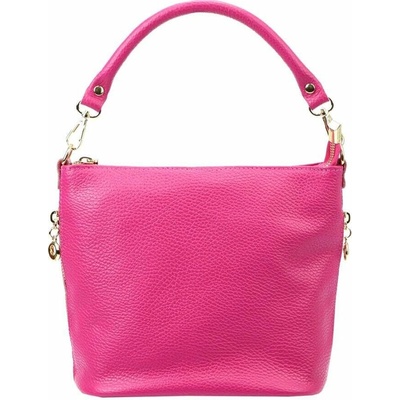 Dámska kabelka PATRIZIA Fuchsia z prírodnej kože štýl shopperbag s popruhom cez rameno a zlatými detailmi