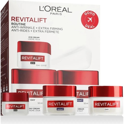 L'Oréal Paris Revitalift denní pleťová péče 50 ml + noční pleťová péče 50 ml + oční krém 15 ml pro ženy – Hledejceny.cz