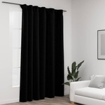 Pure Line Home Завеса с ленена текстура в цвят черен с перделък, 290 x 245 см