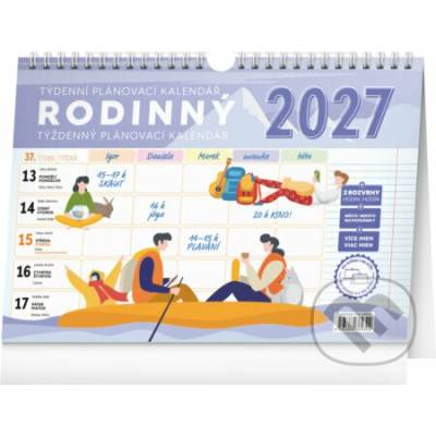 NOTIQUE Týždenný rodinný plánovací stolový / nástenný s háčikom 2027