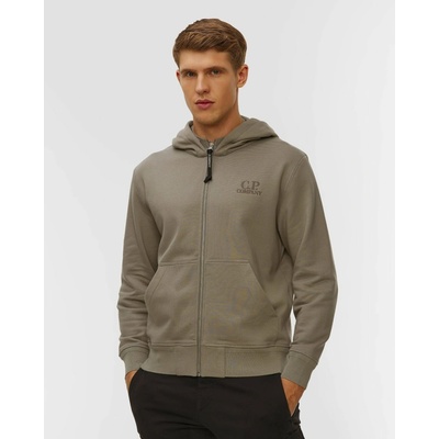 C.p. Company Diagonal Raised Fleece Hooded Full Zip Sweatshirt Béžová