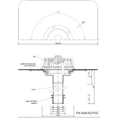 Sanačný vpust TW SAN PVC Typ: 63 PVC (67-82mm)