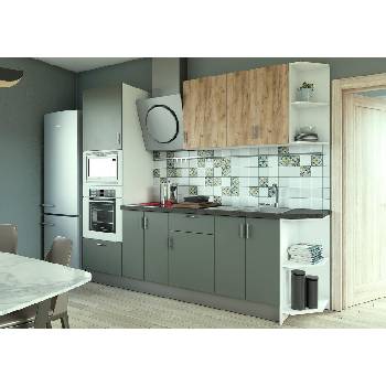 Кухненски комплект Лукс 10 МДФ супер мат маслина и ПДЧ дъб крафт златен