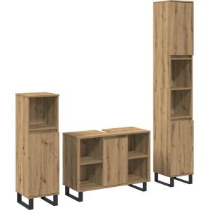 vidaXL Комплект мебели за баня 3 бр. Кафяво 30 x 30 x 180 см (3378511)