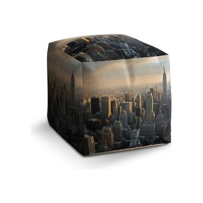 Sablio Taburet Cube New York Skyline: 40x40x40 cm