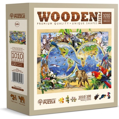 WOODEN CITY Dřevěné Mapa světa zvířat 1010 dílků