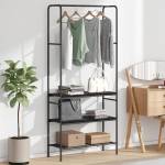 vidaXL Държач за дрехи Черен дъб 77 x 30 x 171 см Инженерна дървесина (868463)