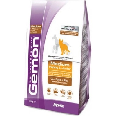 Gemon DOG Medium Junior With Chicken And Rice - Пълноценна суха храна за подрастващи кучета от средни породи с пиле 15 кг, Италия - 6210