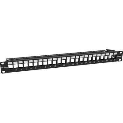 Hikvision Пач панел Hikvision DS-1CP0U24-1U, 24x порта, 1U, черен (DS-1CP0U24-1U)