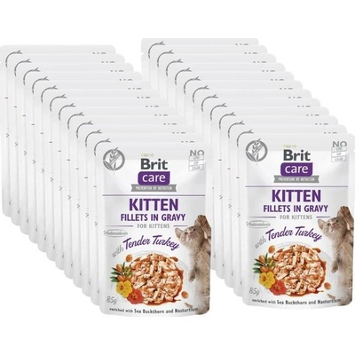 Brit Care Kitten Fillets in Gravy with Tender Turkey Enriched with Sea Buckthorn and Nasturtium 24 x 85 g