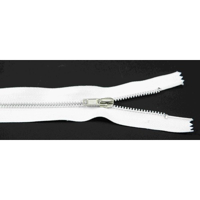 Nedeliteľný kovový strieborný zips č.3 viac farieb - dĺžka (16 - 20 cm) Biela 18 cm