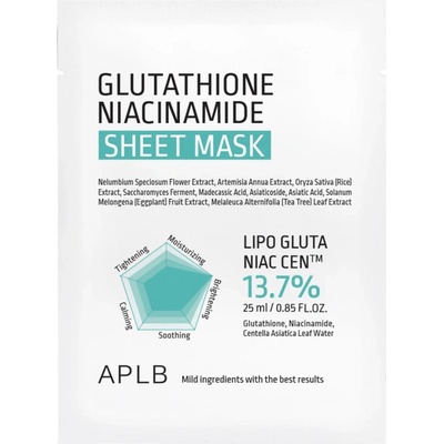 APLB Glutathione Niacinamide Sheet Mask Маски за лице 25ml