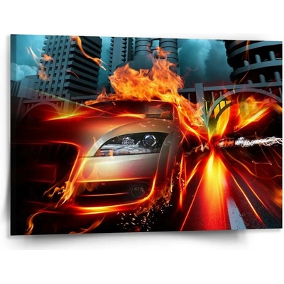 Sablio Obraz Auto v plamenech - 150x110 cm