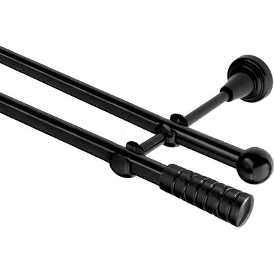 OK-GarnýžeCZ Garnýž kovová dvouřadá 16mm Torino černá 200 cm do stěny / na tunýlek - bez kroužků – Zboží Mobilmania