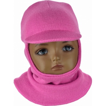 Detská kukla bez brmbolca so šiltom a otvorom na tvár ružová