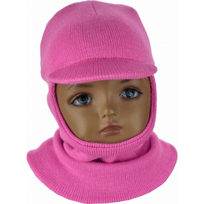 Detská kukla bez brmbolca so šiltom a otvorom na tvár ružová