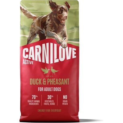 CARNILOVE Active Dog с патица и фазан за възрастни кучета, 12 кг