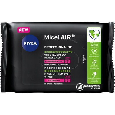 Nivea MicellAir Expert Biodegradable Expertné odličovacie micelárne obrúsky 20 ks