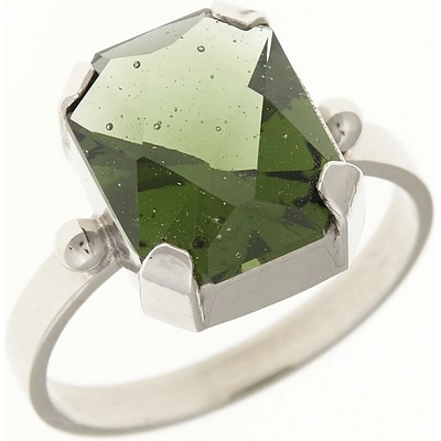 My Moldavite Stříbrný prsten s vltavínem 006